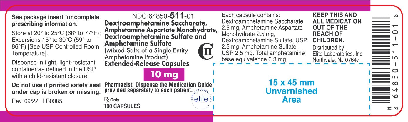 Dextroamphetamine Sulfate and Amphetamine Sulfate ER Capsules 10mg 100ct (CII)