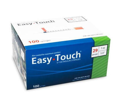 EasyTouch® U-100 Insulin Syringes, 1cc,  29G x ½"