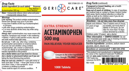 Acetaminophen 500mg Tablets Extra Strength 1000ct
