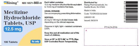 Meclizine HCL Tablets 12.5mg 100ct