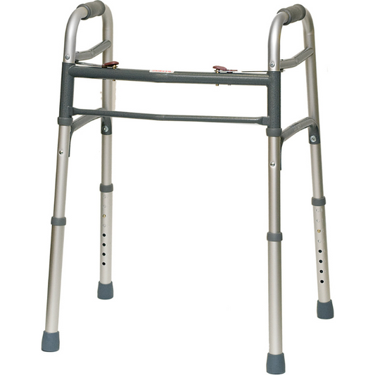 Aluminum Adult Walker 2 Button W/O Wheels