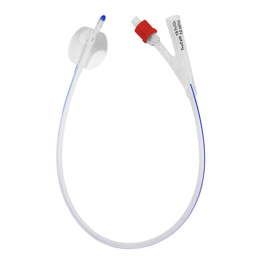 TruCath® 100% Silicone Foley Catheter 2-Way, 18Fr, 10cc Balloon