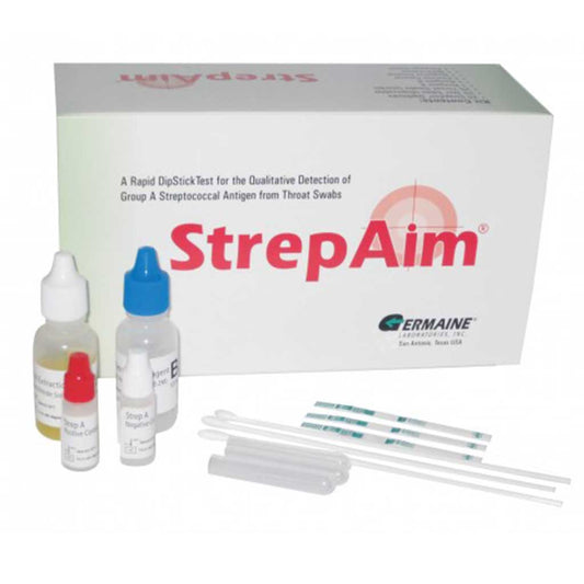 StrepAim® Pro Strep A Test, CLIA Waved, Dip Test Throat, Rapid Dipstick, Controls Included, 25 Tests/Box