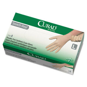 CURAD Stretch Vinyl Exam Gloves, Large