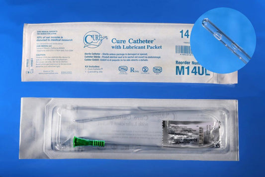 Cure Medical® Male Pocket Catheter with Straight Tip and Lubricant, 16”, 14Fr     A4351