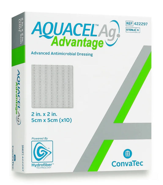 AQUACEL® Ag Advantage Enhanced Hydrofiber Dressing with Silver 2x2" (5x5cm)
