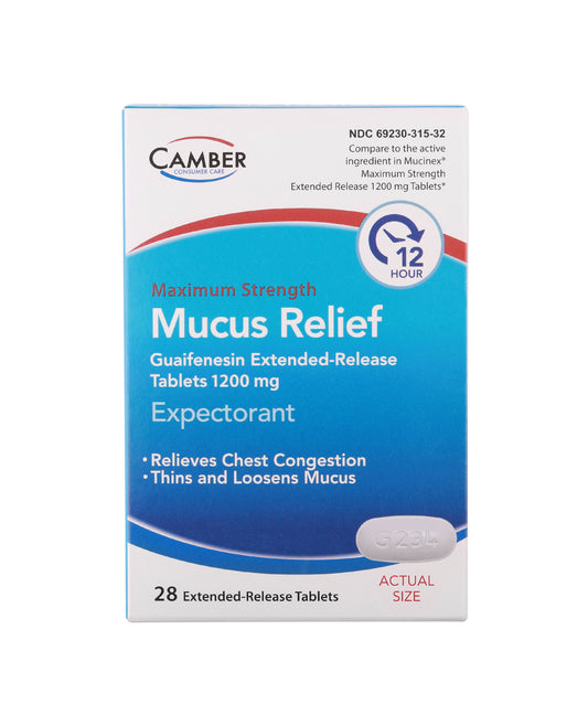 Maximum Strength Mucus Relief Guaifenesin Extended-Release Tablets, 1200mg  28/Box