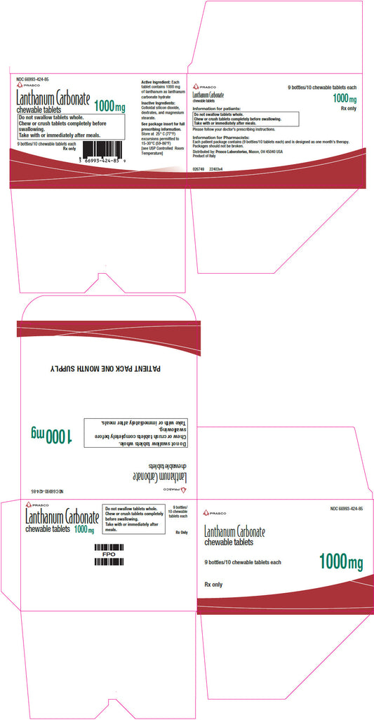 Lanthanum Carbonate 1000mg Chewable Tablets 9x10ct