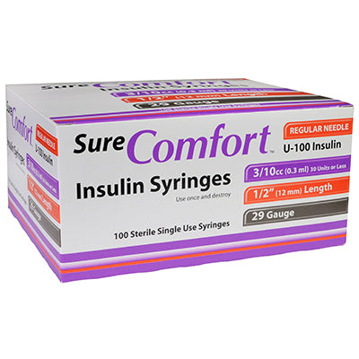 SureComfort™ Insulin Syringes, 3/10cc, 29G x 1/2"