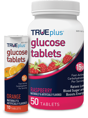 TRUEplus® Glucose Tablets, Raspberry, 50ct