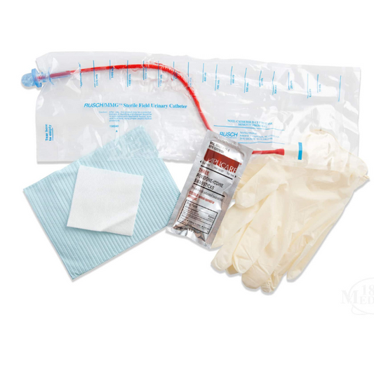 RUSCH/MMG™ Intermittent Urinary Cath Kit w/PVP Swabs, 14Fr, Non-Latex, Sterile