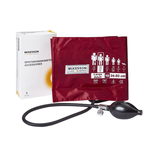 McKesson LUMEON™ Blood Pressure Cuff & Bulb, Large Adult 34-50 cm, Burgundy