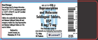 Buprenorphine/Naloxone Sublingual Tablets 8mg/2mg 30/Bottle (CIII)