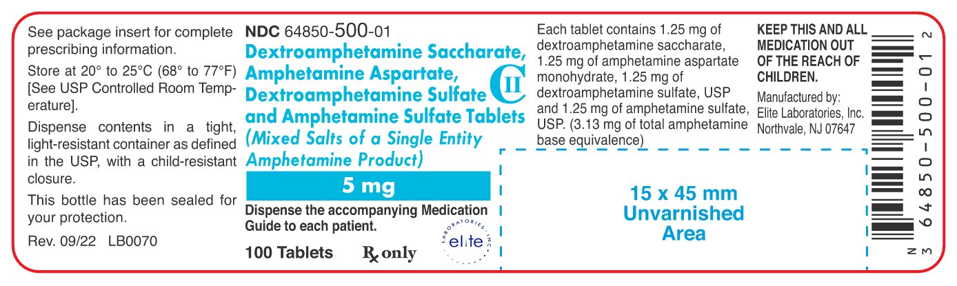 Dextroamphetamine Sulfate and Amphetamine Sulfate Tablets 5mg 100ct (CII)