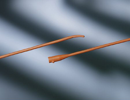 Red Rubber Intermittent Coude Catheter, 1 Drainage Eye, 22Fr