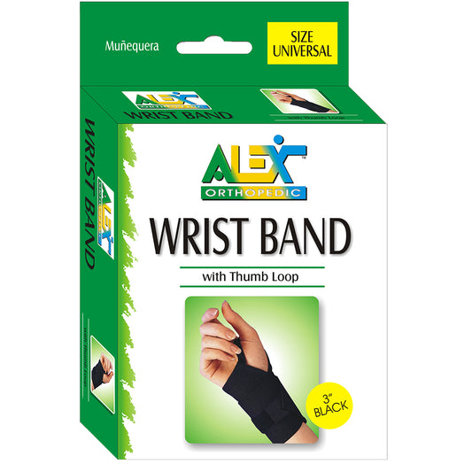 3" Wrist Band W/Thumb Loop, Universal. Black