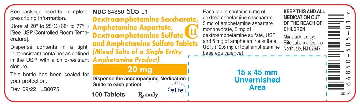 Dextroamphetamine Sulfate and Amphetamine Sulfate Tablets 20mg 100ct (CII)