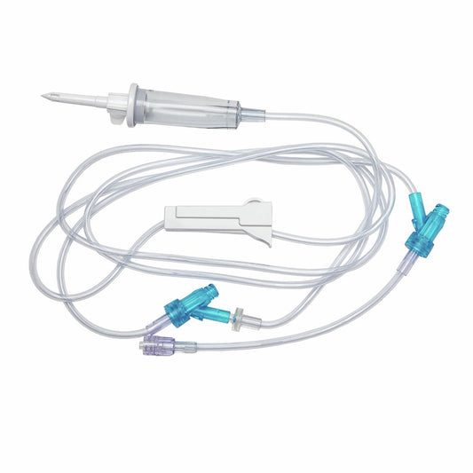 IV Admin Set, (15 drops/mL) Universal Spike, Backcheck Valve, Needle-Free Access Ports 69" & 6" Above Distal End, Rollar Clamp, Sliding SPIN-LOCK® Connector, DEHP-Free, Latex Free , Priming Volume: 17mL, 84"L, (210 cm), 50/cs (Cont. US+HI Only)