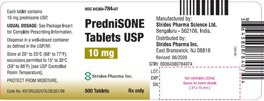 Prednisone 10mg Tablets 500ct