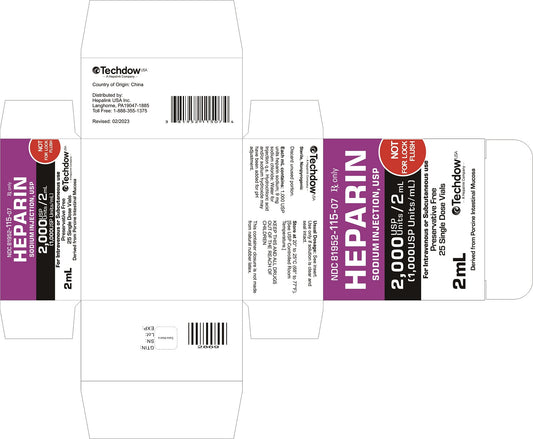 Heparin Sodium Inj. 2,000 USP units/2mL MDV, 25/pack