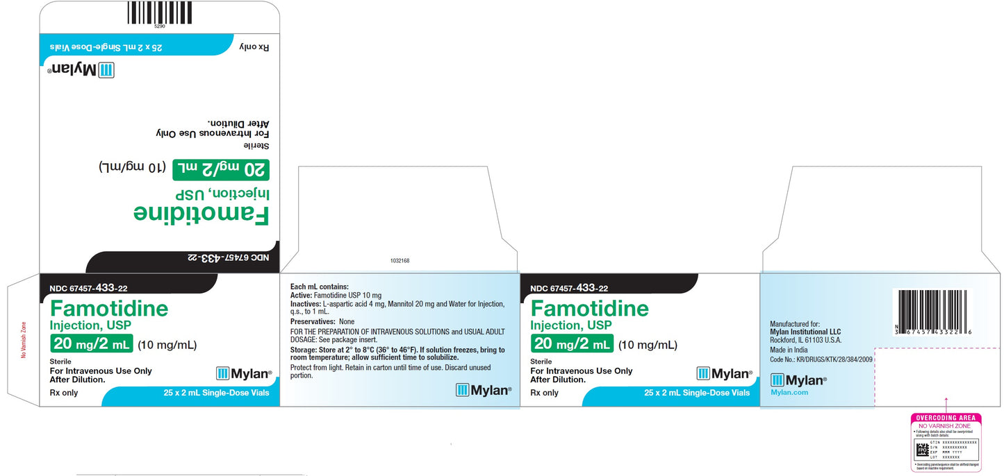 Famotidine 10mg/mL Injection Preservative Free 25 x 2mL SDV