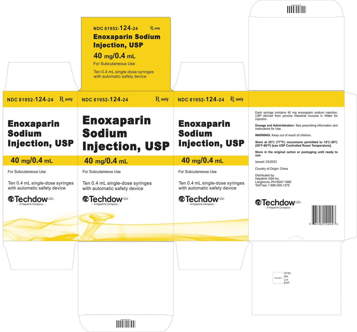 Enoxaparin Sodium 40mg/0.4mL Prefilled Syringe 10/pack