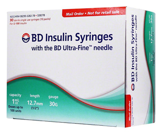 BD™ Ultra-Fine™ Needle Insulin Syringe, 1 cc, 30 G x 12.7 mm