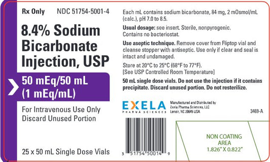 Sodium Bicarbonate, PF 8.4%, 1 mEq / mL Inj. SDV 50 mL (25pk)