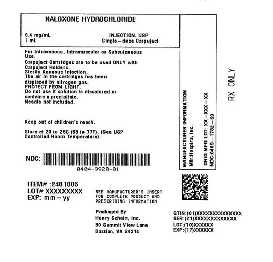 Naloxone HCl Injection 0.4mg/mL No Needle Prefilled Syringe 1mL/Ea