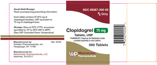 Clopidogrel 75mg Tablets 500ct