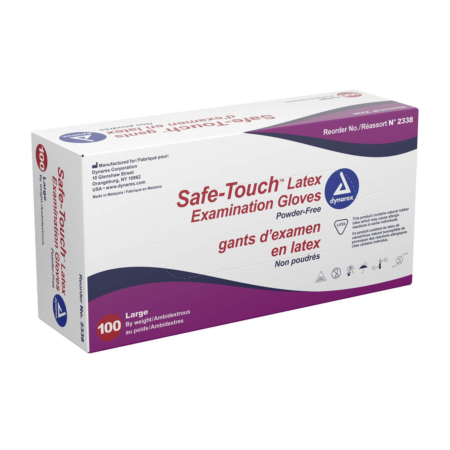 Safe-Touch® Latex Exam Gloves, Powder-Free, Large