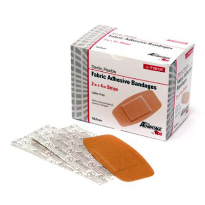 Fabric Strip Adhesive Bandages, Latex-Free, 2" x 4"