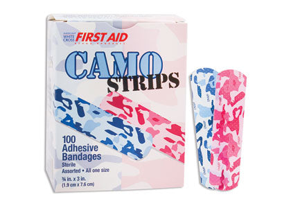 Blue & Pink Camo Assortment Stat Strip® Bandages, ¾" x 3"