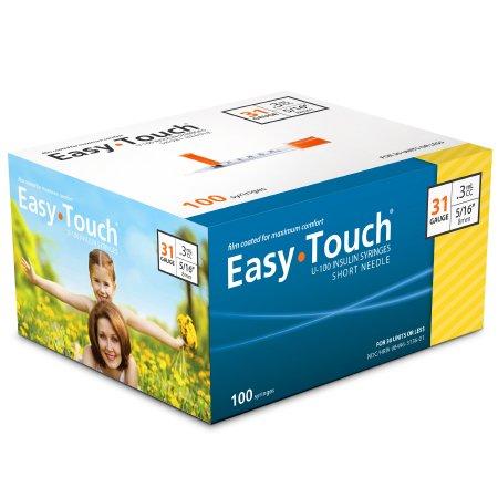 EasyTouch® U-100 Insulin Syringes, 0.3 cc,  31G x 5/16"