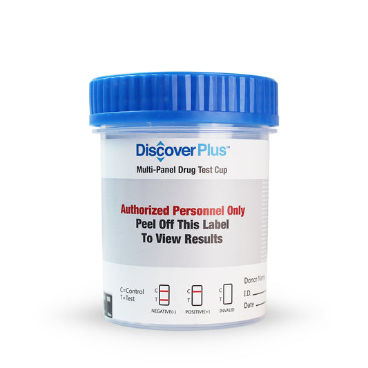 Discovery Plus 12 Panel Drug Test Cup, CLIA - THC,COC,AMP,MOP,mAMP,BAR,BZO,MTD,MDMA,OXY,PPX,BUP