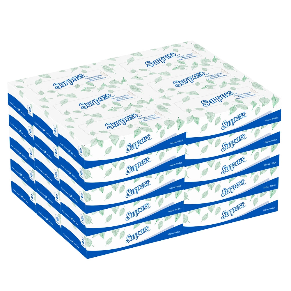 Surpass Facial Tissue, 8" X 8.4", 2-Ply, White