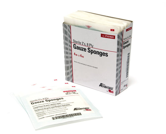 Gauze Sponge, Sterile, 2s, 4" x 4", 8-Ply