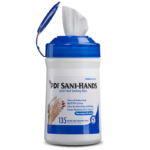 Sani-Hands® Instant Hand Sanitizing Wipes, 6" x 7 ½", 135 Wipes/Canister