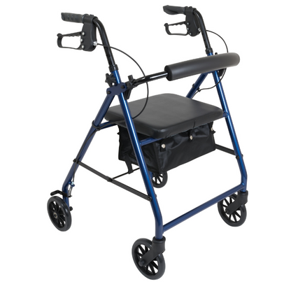 ProBasics Aluminum Rollator with Padded Seat and 6" Wheels, Blue