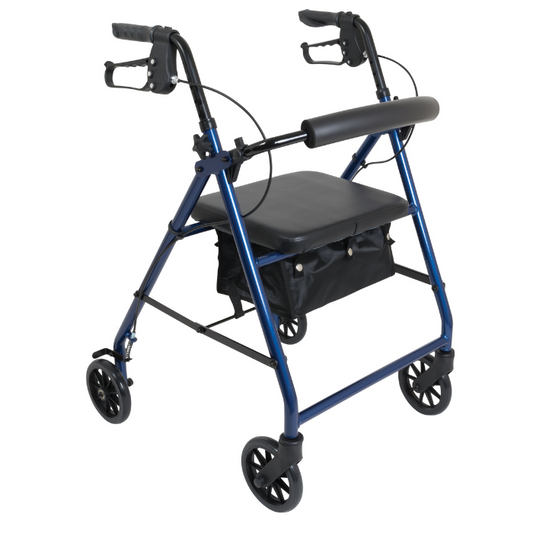 ProBasics Aluminum Rollator with Padded Seat and 6" Wheels, Blue