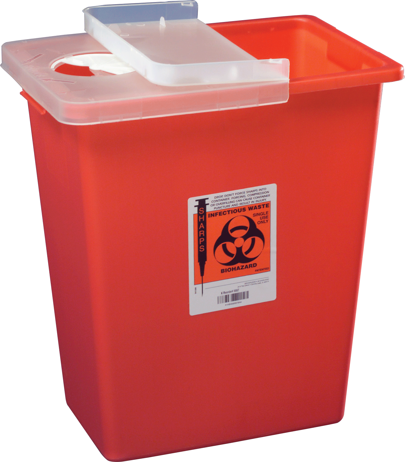 SharpSafety™ Sharps Container with Hinged Lid, 8 Gallon, Red