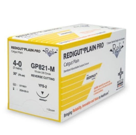 Myco RELI® Pro Plain Redigut Suture, Natural, 4-0, 30", Needle YFS-2