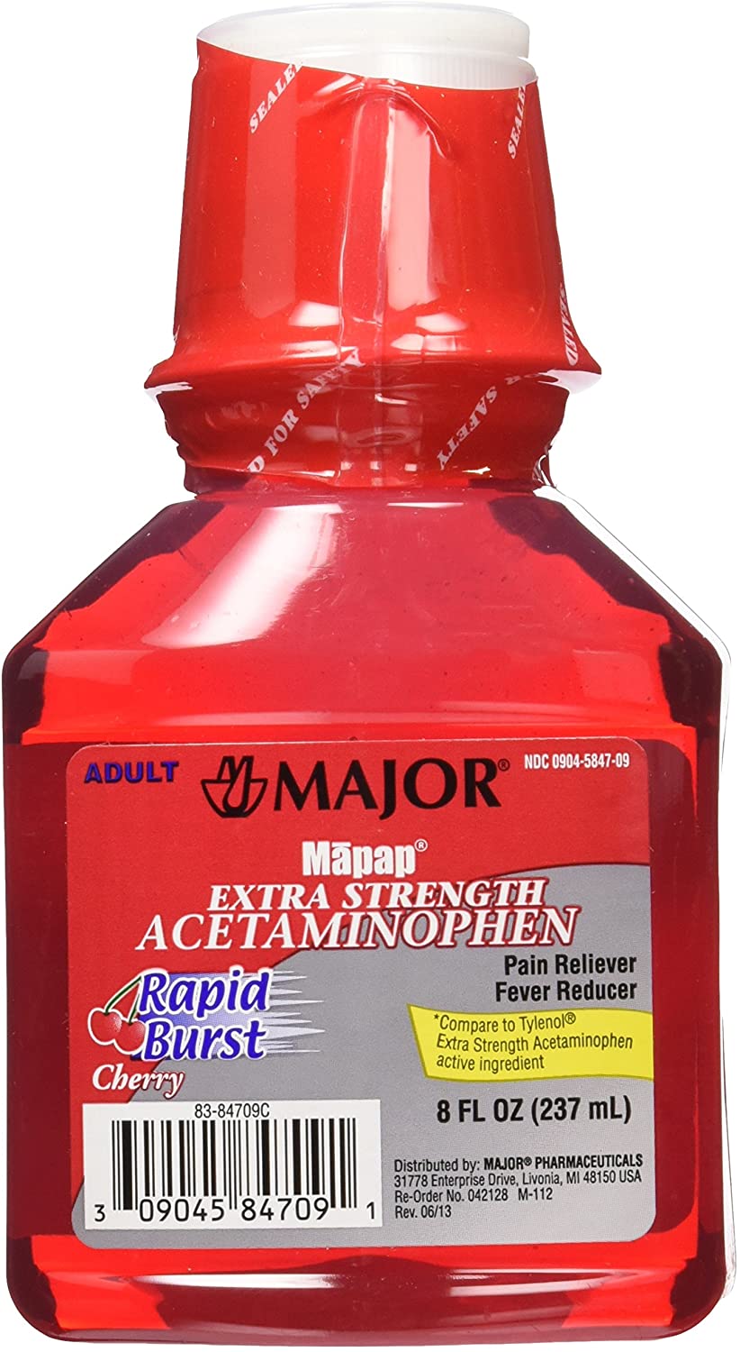 Major® Mapap Acetaminophen Liquid, 8oz, 500mg, Adult, Cherry Flavor ...