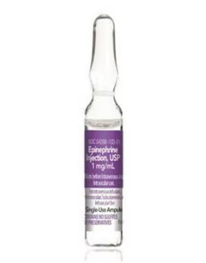 Epinephrine Injectable Ampule 1:1000 1mg/ml 1ml/Vial Each NON-RETURNABLE