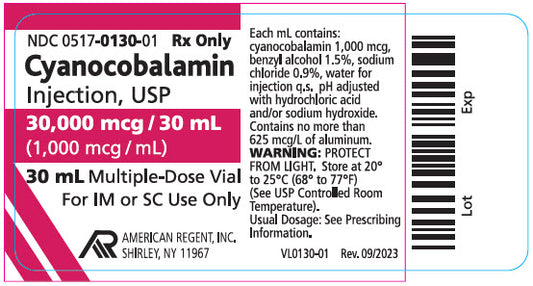 Cyanocobalamin Injection 1000mg/mL, 30mL MDV