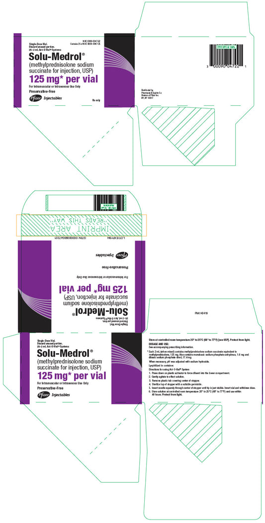 Solu-Medrol®, 125mg/2mL Injection Single Dose Act-O-Vial, (25/pk)