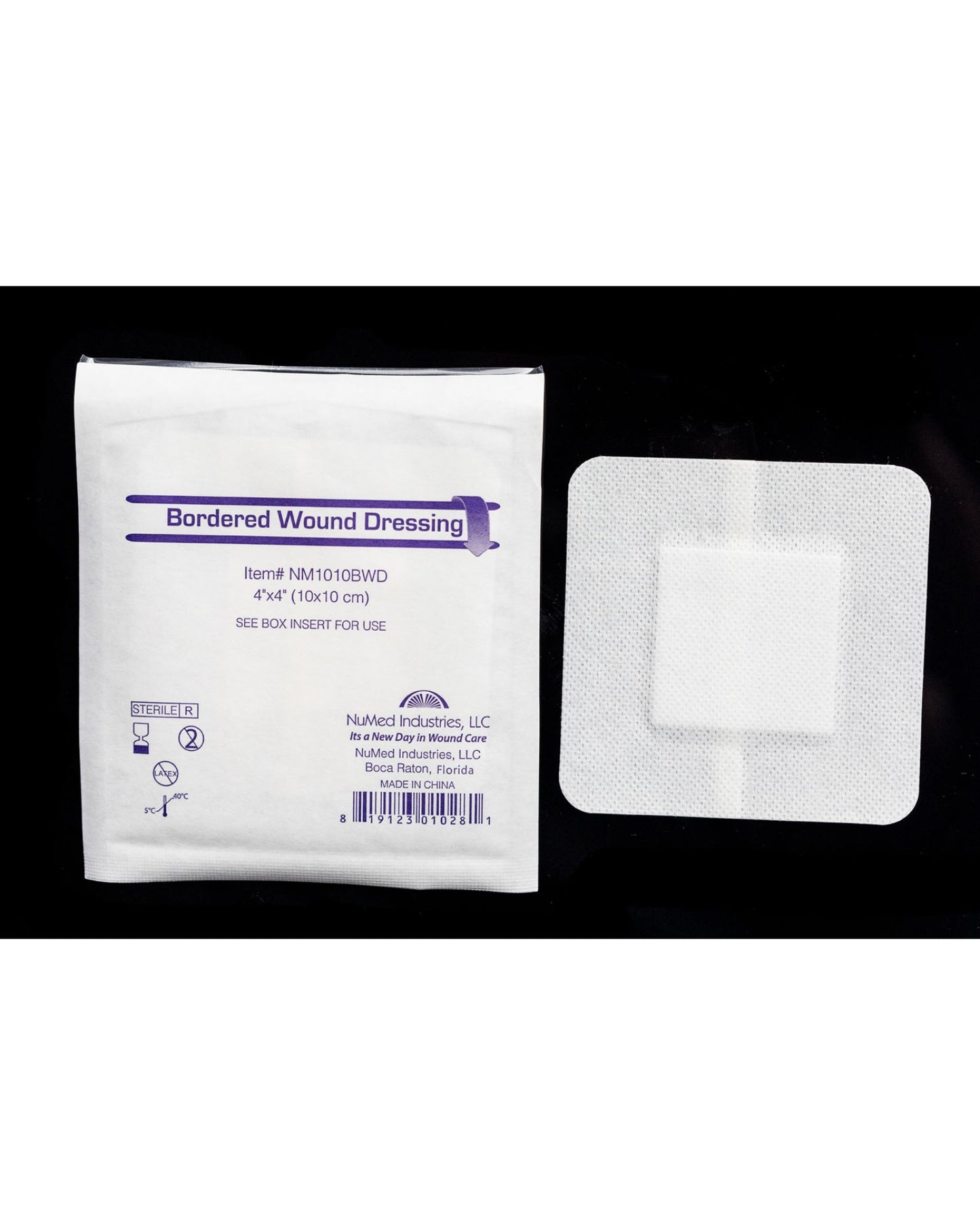 NuMed Bordered Wound Dressing 4" x 4", 30/Bx, 24 Bx/Cs