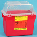 BD™ Multi-Use Nestable Sharps Collector, 8qt, Red with Clear Top