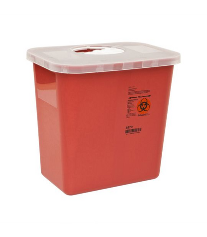 SharpSafety™ Sharps Container with Rotor Lid, 2 Gallon, Red