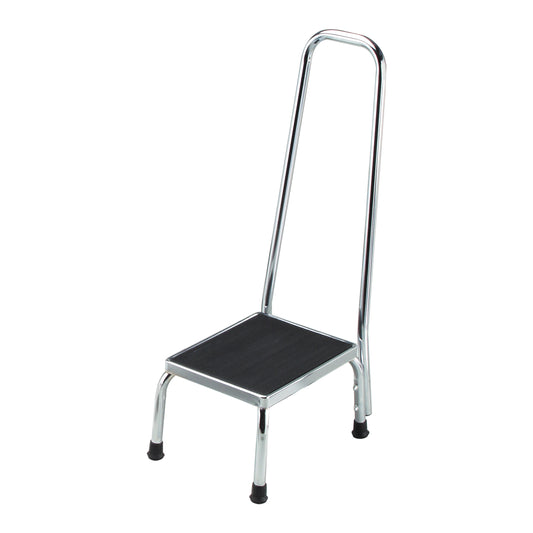 Chrome Footstool with Handrail, 11" x 14" Platform